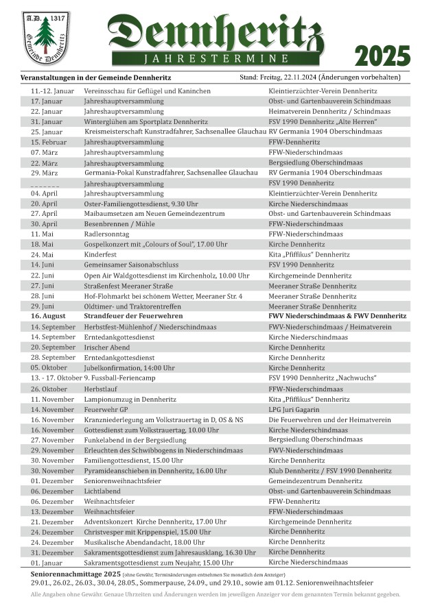 Gemeindetermine 2025 – Alles auf einen Blick!